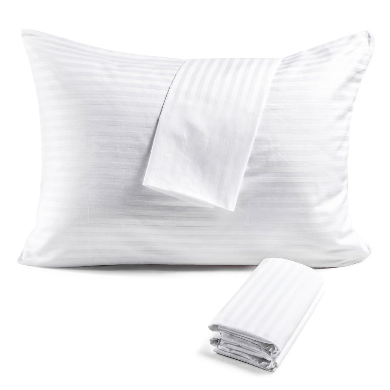 FAUNNA 600TC 100% Cotton Pillow Protectors, King Size (20x36), 4 Pack, Oeko-TEX Certified, Hotel Grade Pillow Cover with Silent Zipper, Zip Up Pillow Cases, White - Image 1
